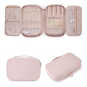 Pink Quilted  jewelry case travel bag NEW